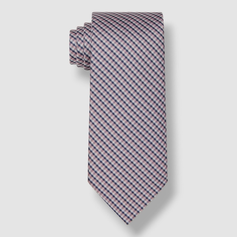 Tommy Hilfiger Men’s Gingham Tie in Pink/Blue, One Size, NWT